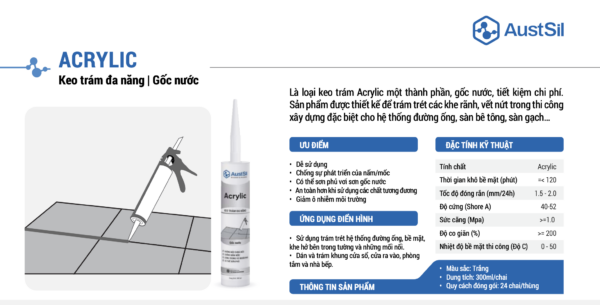 Keo Silicon Austsil 3 ACRYLIC